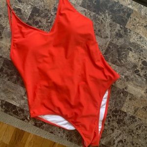 Red one piece bathing suit